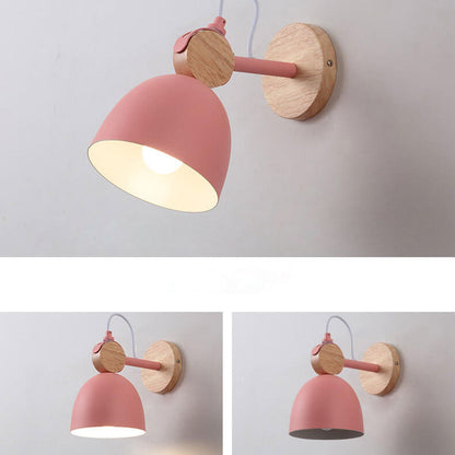 Nordic Macaron Dome Log 1-Light Rotatable Wall Sconce Lamp
