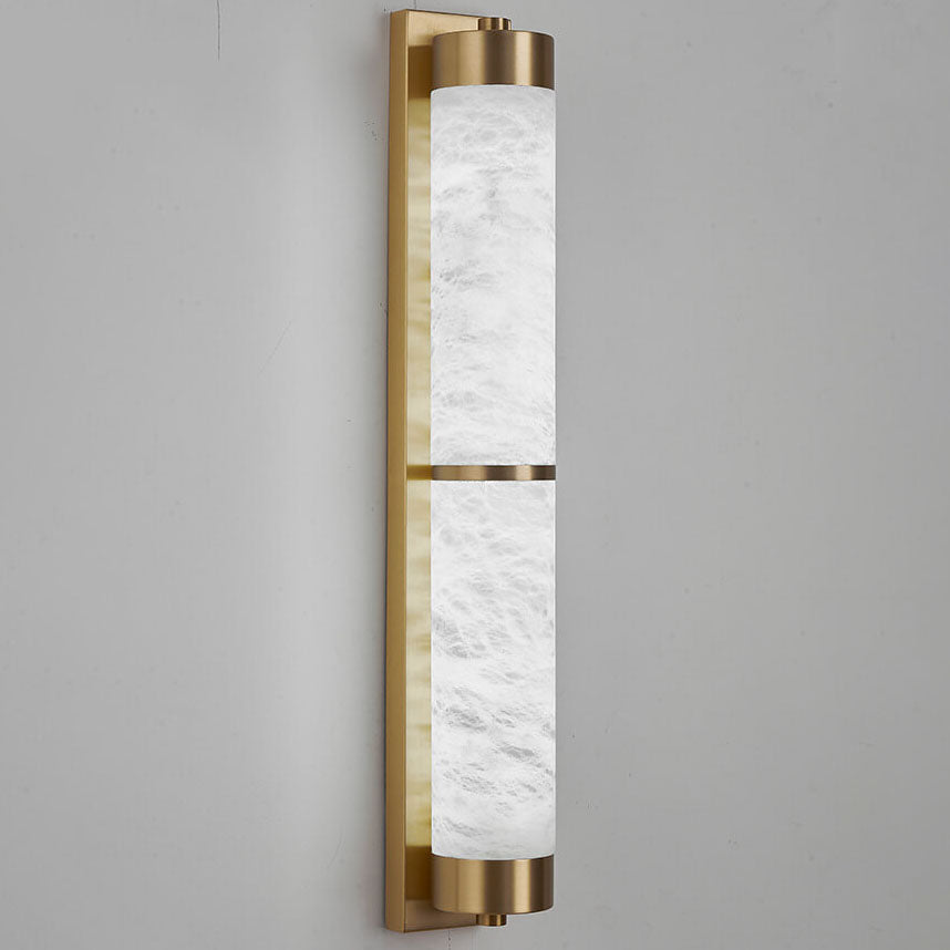 Light Luxury Full Copper Marble Column LED Wall Sconce Lamp