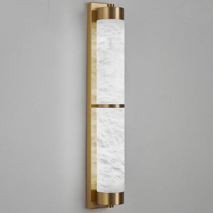 Light Luxury Full Copper Marble Column LED Wall Sconce Lamp