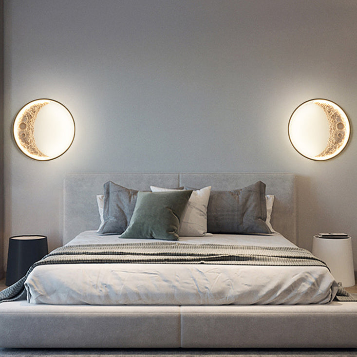 Modern Art Deco Round Metal Resin LED Wall Sconce Lamp