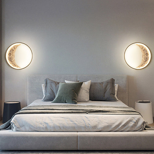 Modern Art Deco Round Metal Resin LED Wall Sconce Lamp