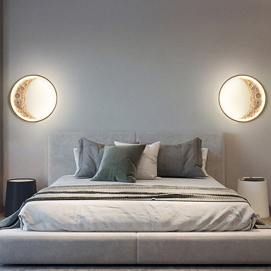 Modern Art Deco Round Metal Resin LED Wall Sconce Lamp