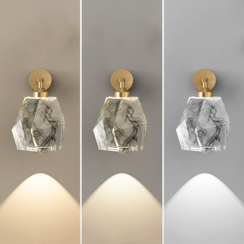 Full Gold Leaf Ink Painting Shade LED Wall Sconce Lamp