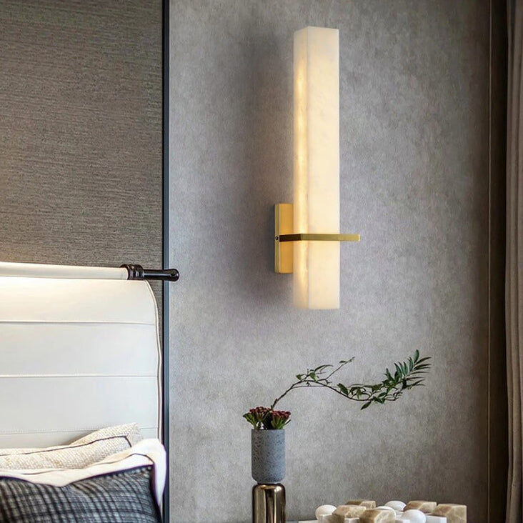 Light Full Copper Rectangular Lucite LED Wall Sconce Lamp