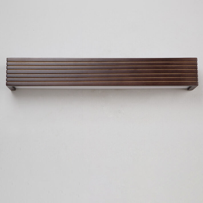 Chinese Walnut Square Bar Vanity LED Wall Sconce Lamp