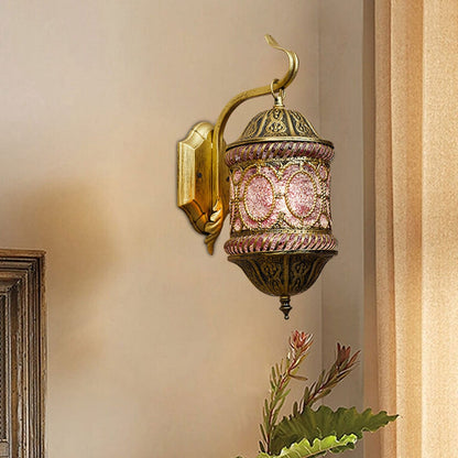 Southeast Style Hollow Iron Pink 1-Light Wall Sconce Lamp