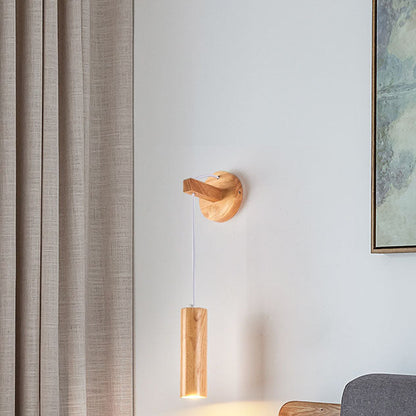 Minimalist Long Strip Rubber Wood LED Wall Sconce Lamp