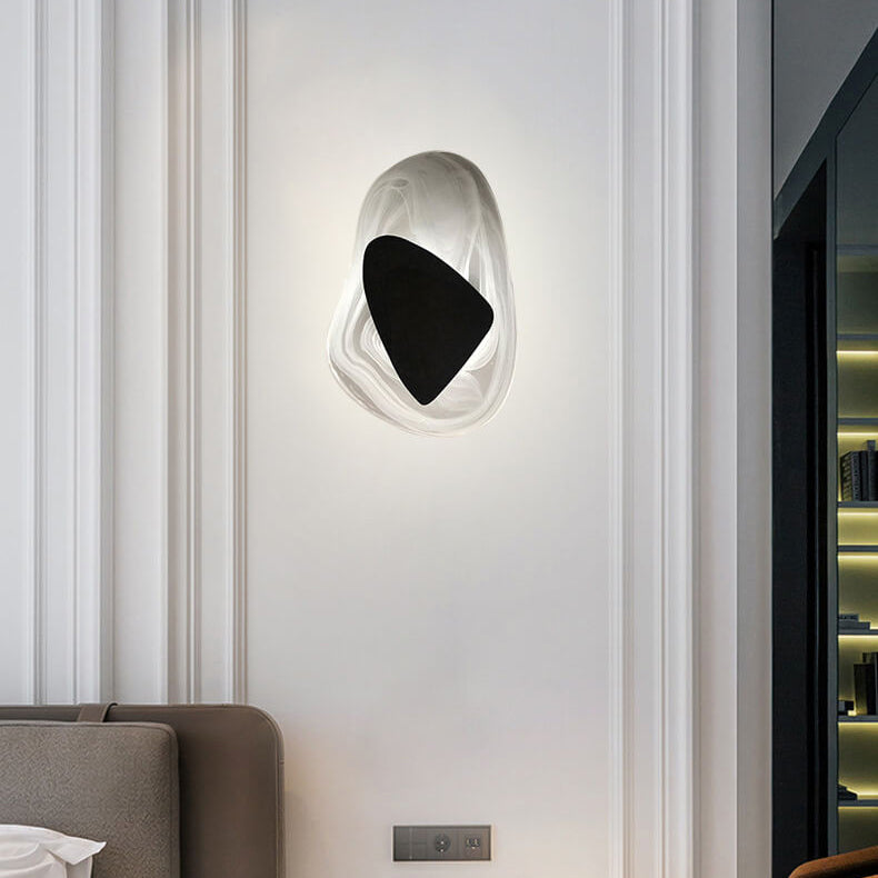 Art Deco Irregular Oval Glass Iron LED Wall Sconce Lamp