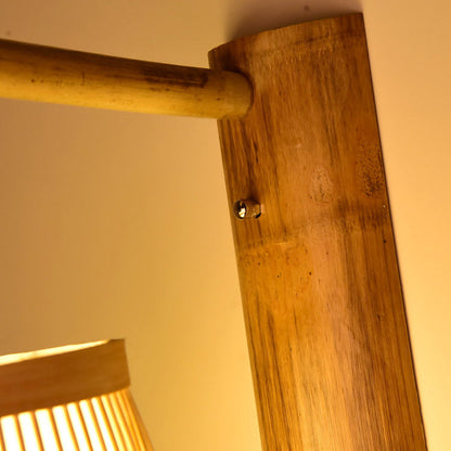 Traditional Japanese Cubic Bamboo 1-Light Wall Sconce Lamp