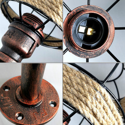 Hemp Rope Weaving Iron Sphere 1-Light Wall Sconce Lamp