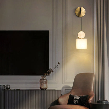 Light Square/Round Marble Shade 1-Light Wall Sconce Lamp