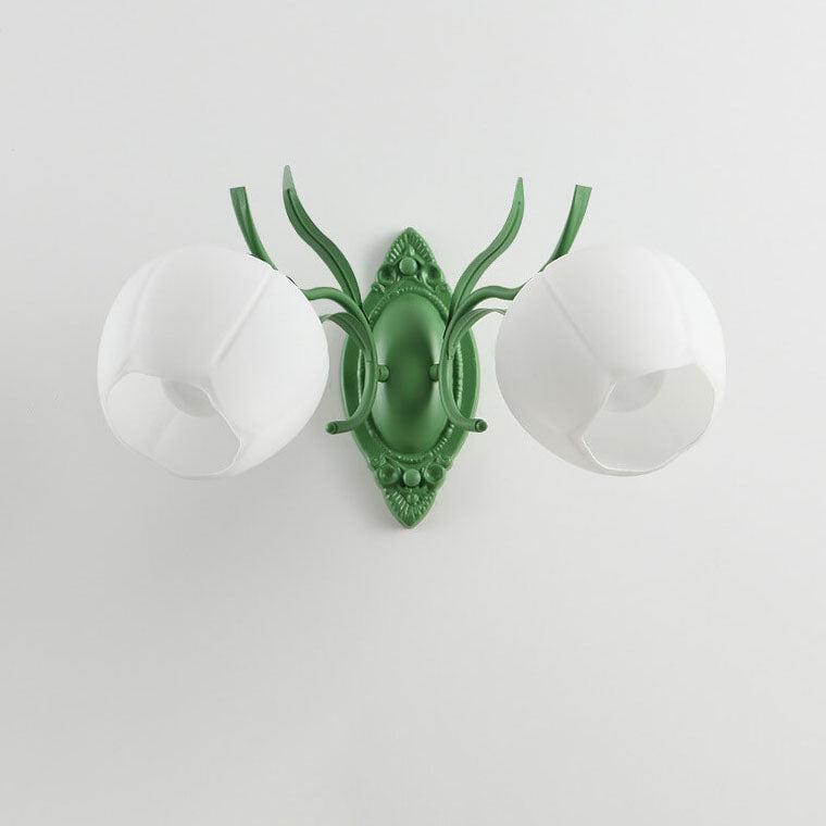 Nordic Floral Glass Round 1/2 Light Wall Sconce Lamp