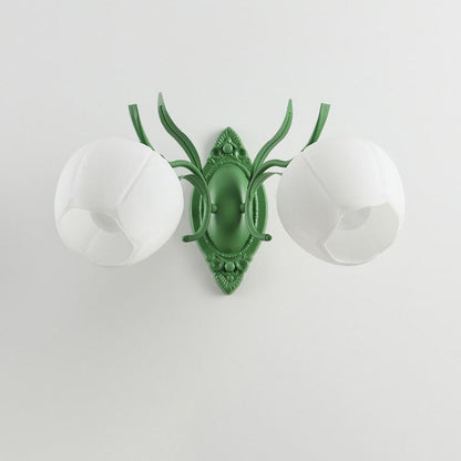 Nordic Floral Glass Round 1/2 Light Wall Sconce Lamp