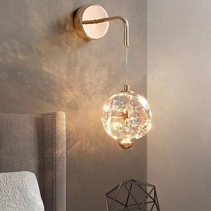 Modern Luxury Orb Hardware Crystal LED Wall Sconce Lamp
