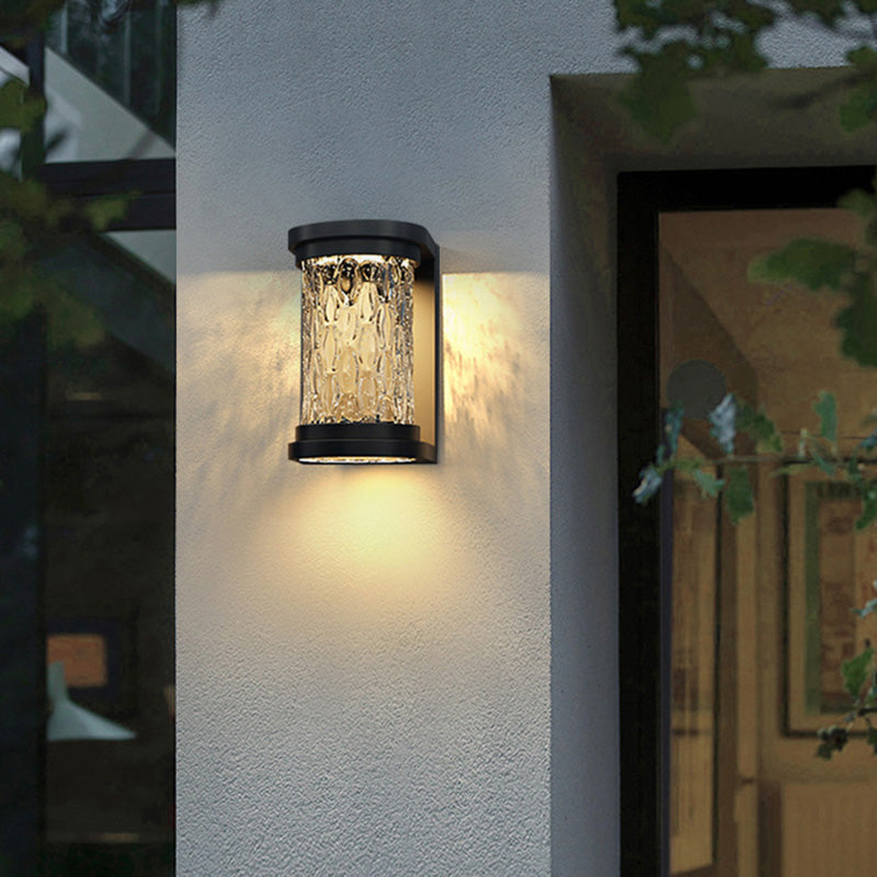 Waterproof Steel Glass Cylinder LED Wall Sconce Lamp