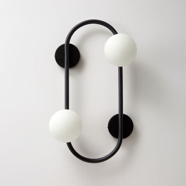 Nordic Iron Glass Ball Oval Ring 2-Light Wall Sconce Lamp