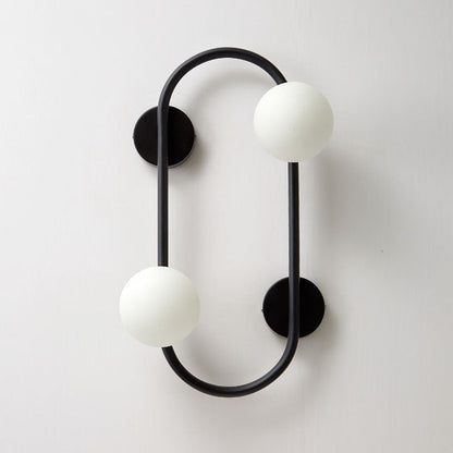 Nordic Iron Glass Ball Oval Ring 2-Light Wall Sconce Lamp