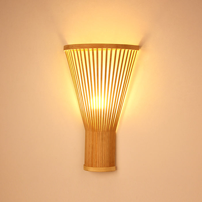 Japanese Tapered Bamboo 1-Light Wall Sconce Lamp