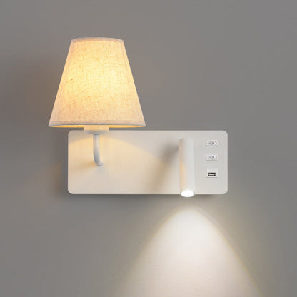 Simplicity Aluminum Fabric Cone 1-Light Wall Sconce Lamp