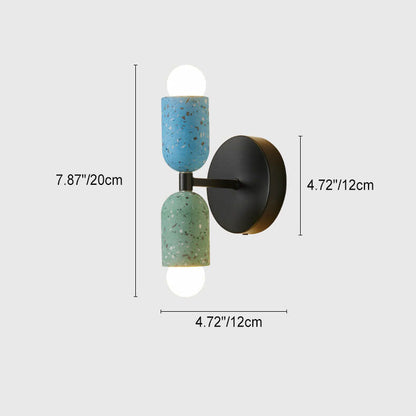 Japanese Stone Shaped Iron Cement 2-Light Wall Sconce Lamp