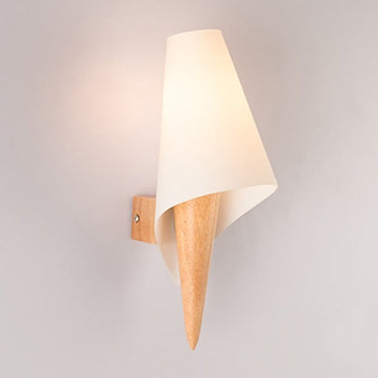 Wide Flare White Glass Shade 1-Light Wall Sconce Lamp