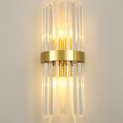 Nordic Stainless Steel 2-Light Crystal Wall Sconce Lamp