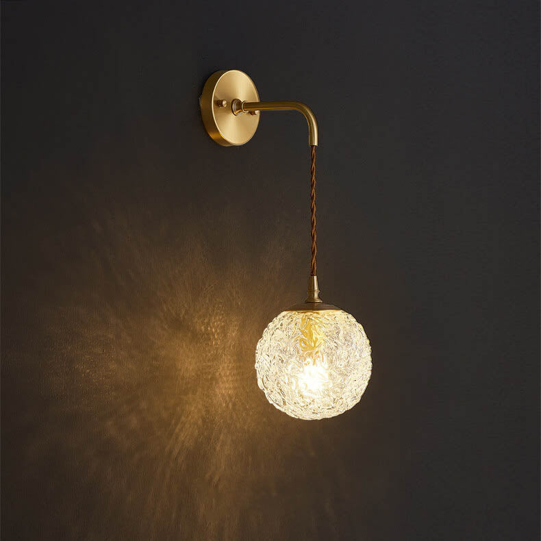 Modern Snowflake Crystal Globe 1-Light Wall Sconce Lamp