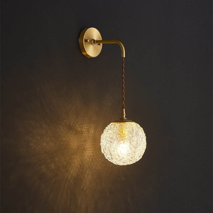 Modern Snowflake Crystal Globe 1-Light Wall Sconce Lamp