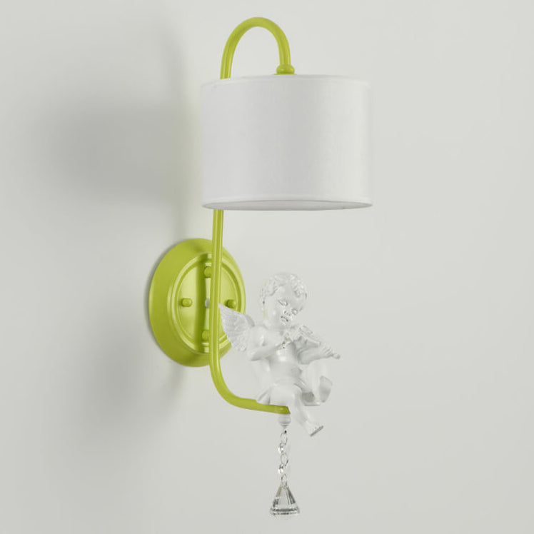 French Iron Crystal Resin Fabric 1-Light Wall Sconce Lamp