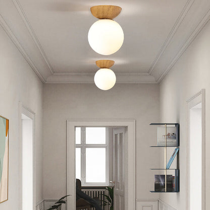 Modern Minimalist Glass Orb Semi-Flush Mount/Pendant Light