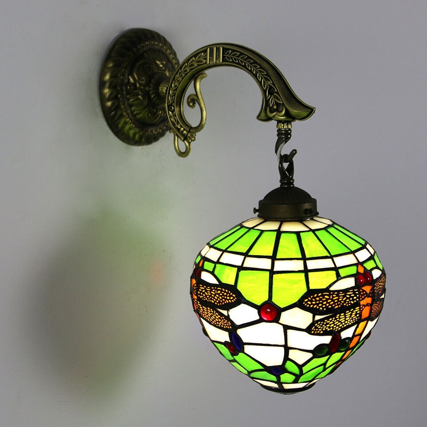 Tiffany Globe Stained Glass 1-Light Wall Sconce Lamp