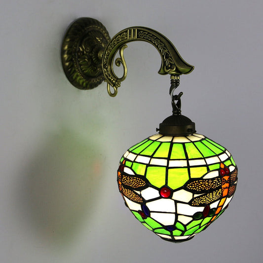 Tiffany Globe Stained Glass 1-Light Wall Sconce Lamp