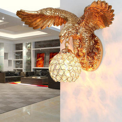 Resin Eagles Crystal Shade 1-Light Wall Sconce Lamp