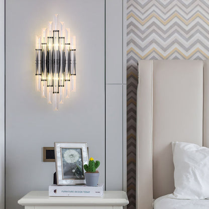 Crystal Column Rechargeable 2-Light Wall Sconce Lamp