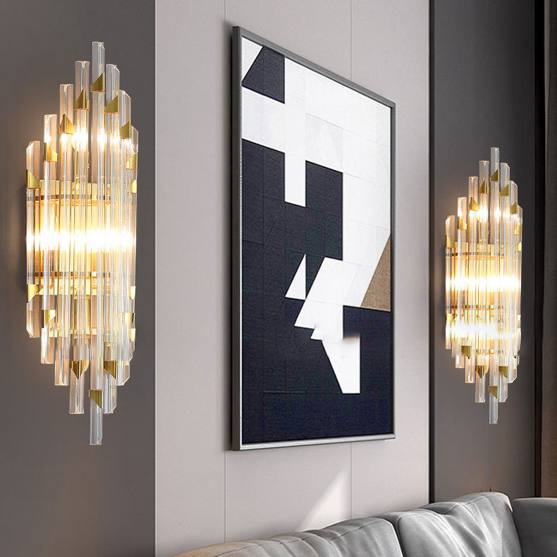 Luxury Stripe Hardware Crystal 2/4 Light Wall Sconce Lamp