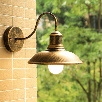 Curved Pole Round Pot Lid Iron 1-Light Wall Sconce Lamp