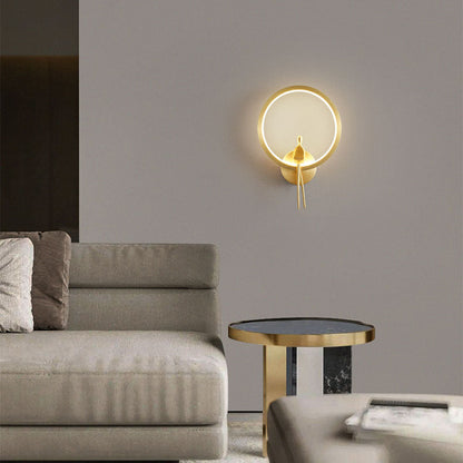 Nordic Minimalist Round Full Copper LED Wall Scone Lamp