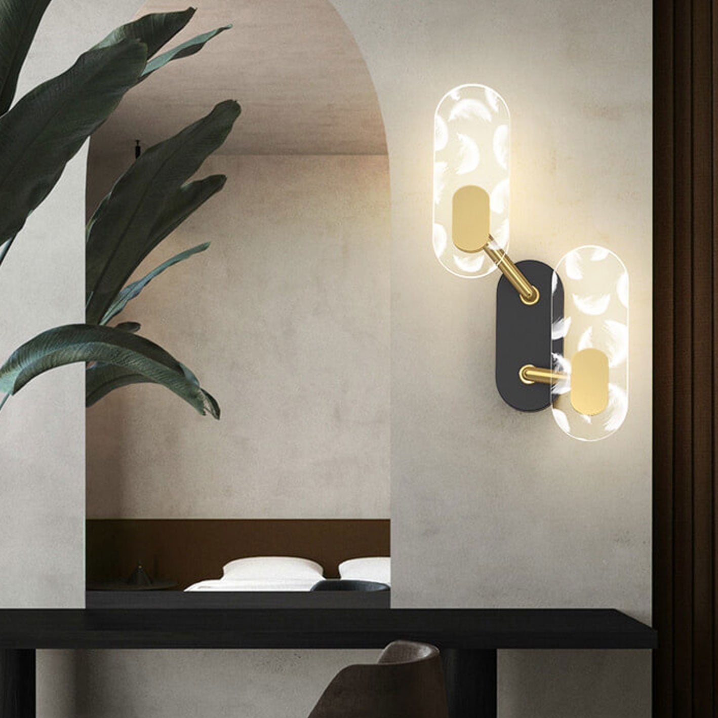 Creative Acrylic Ring Black Gold LED Wall Sconce Lamp