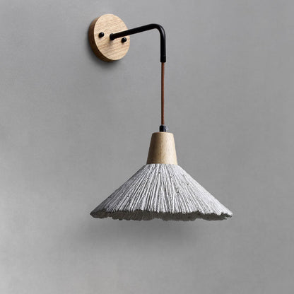 Traditional Japanese Wood Horn 1-Light Wall Sconce Lamp