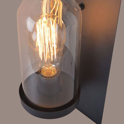 Rectangular Glass Iron Plate 1-Light Wall Sconce Lamp