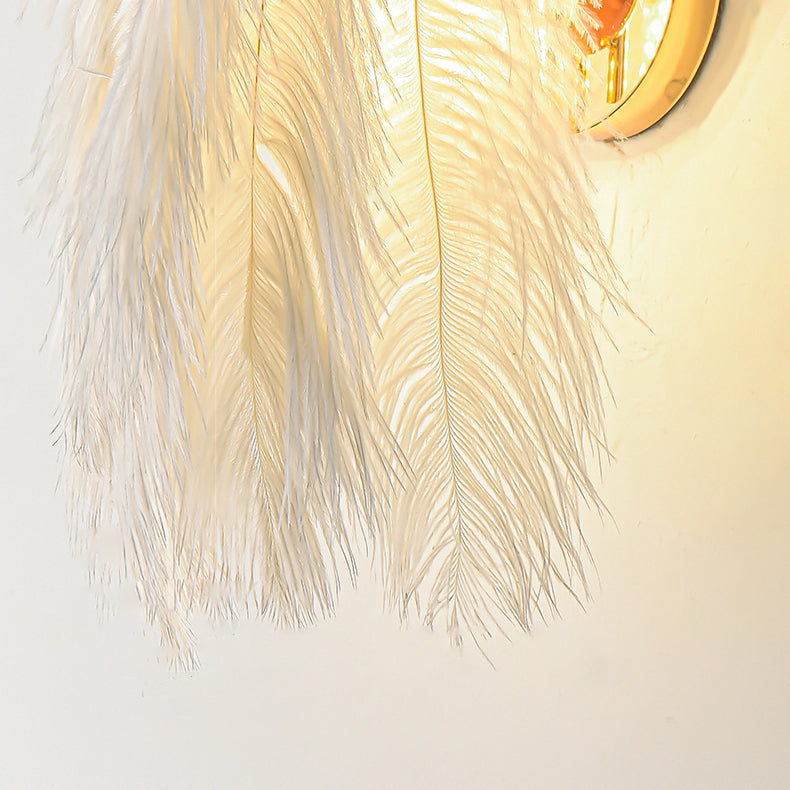 Creative Ostrich Feather Design 1-Light Wall Sconce Lamp
