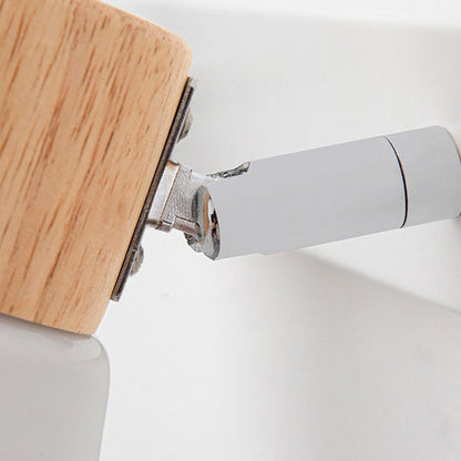 Rubberwood Glass Cone Rotatable 1/2 Light Wall Sconce Lamp