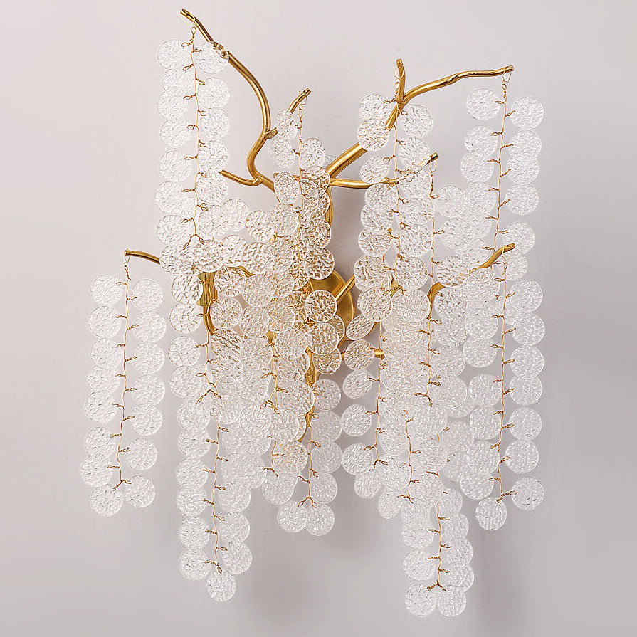 Money Tree Branch Aluminum Glass 3-Light Wall Sconce Lamp