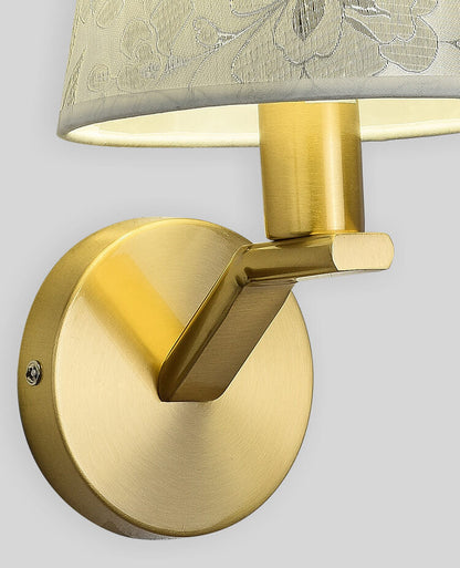 Floral Patterned Fabric Brass 1-Light Wall Sconce Lamp