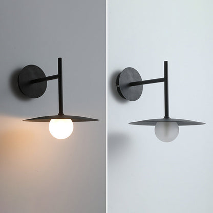 Iron Glass Disc Round Plate 1-Light Wall Sconce Lamp