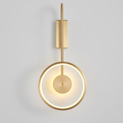 Light Full Copper Circle Curved Arm LED Wall Sconce Lamp