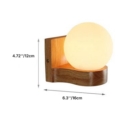 Nordic Rubberwood Glass Ball 1/2-Light Wall Sconce Lamp