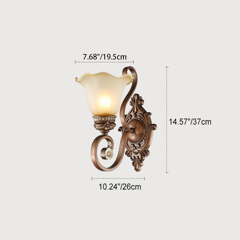 Iron Glass Flower Shape 1-Light Wall Sconce Lamp