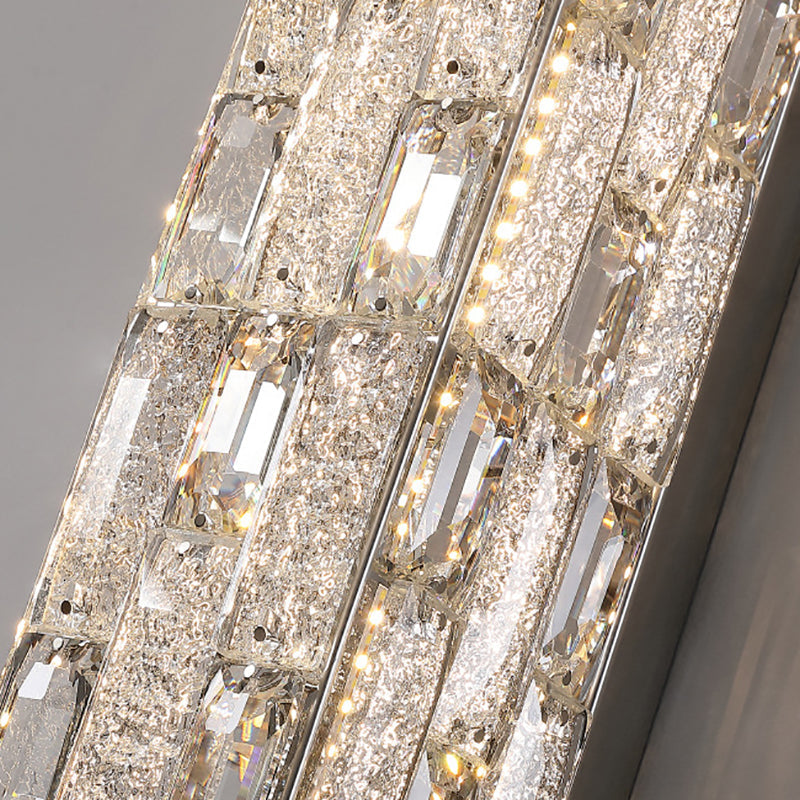 Rectangle Stainless Steel Crystal LED Wall Sconce Lamp