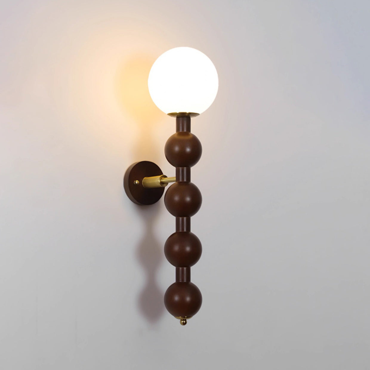 Cylinder Bead Wood Glass Metal 1-Light Wall Sconce Lamp